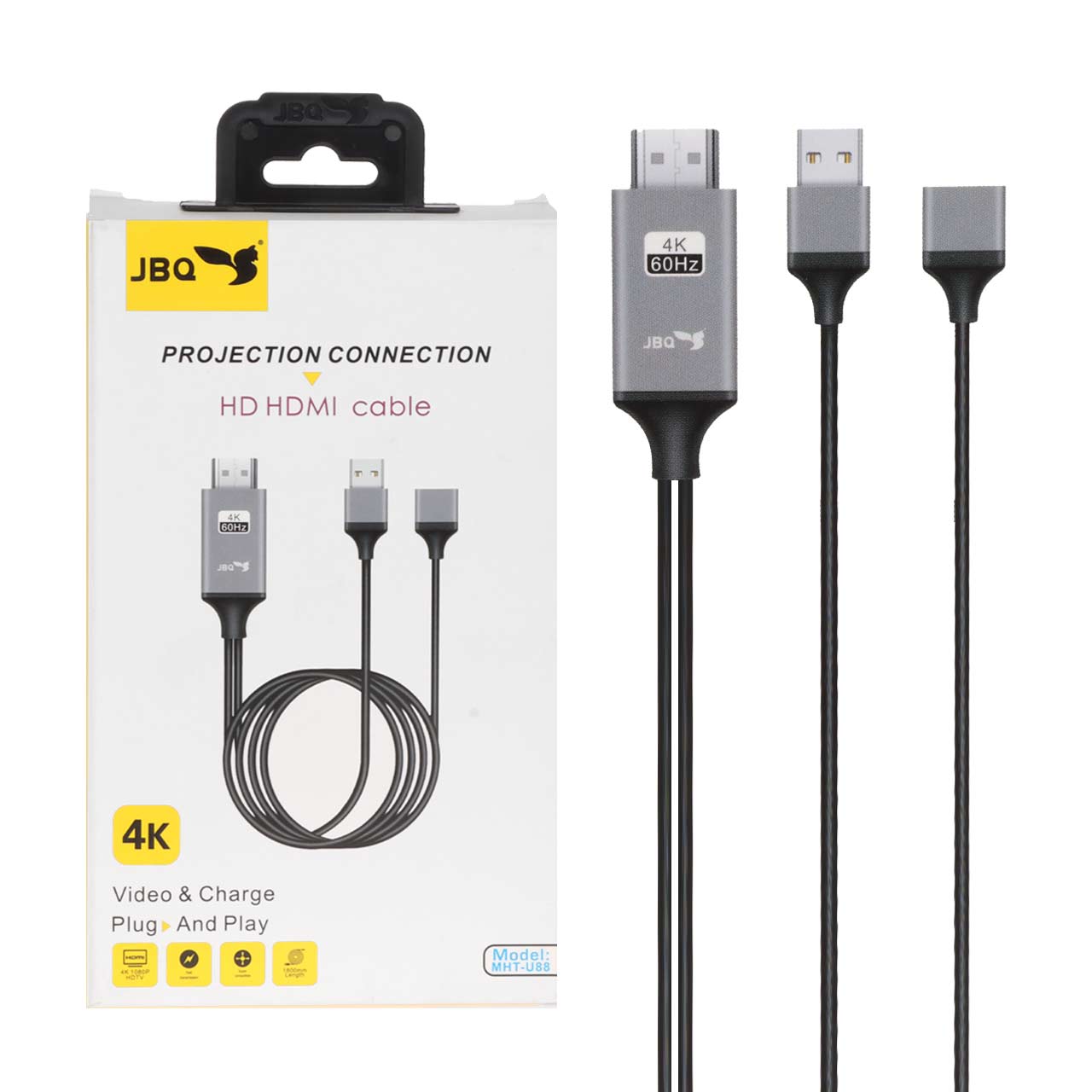 کابل 1.8 متری JBQ USB To HDMI مدل MHT-U88 - مشکی (گارانتی یکساله رصاصی)